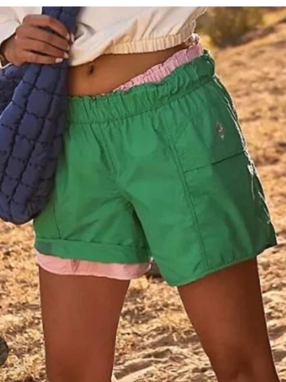 Free people Green Layered Elastic Waist running/hiking Shorts